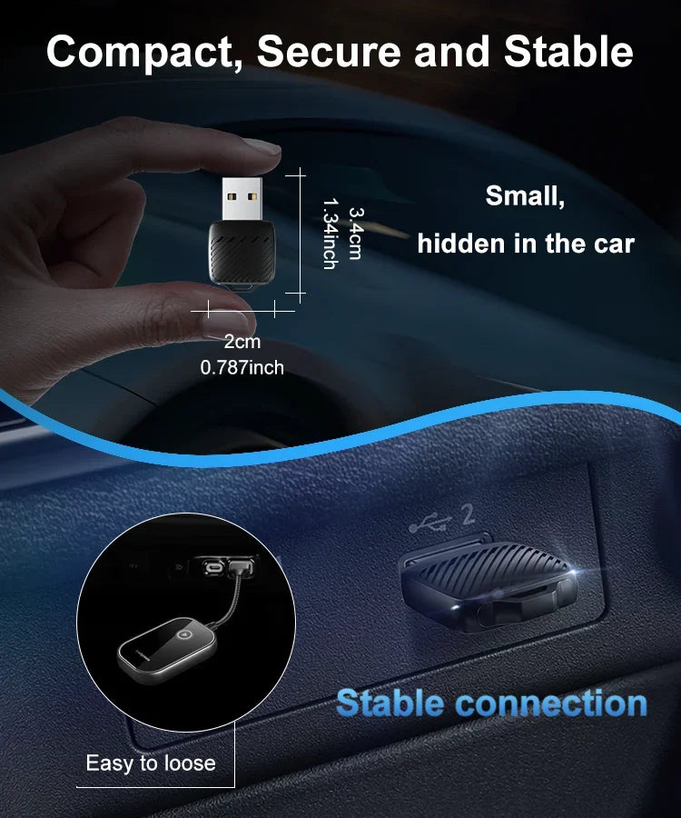 2 in 1 Wired to Wireless Car CarPlay Adapter Android Auto AI Box Plug & Used for OEM Wired CarPlay AA Navigation System