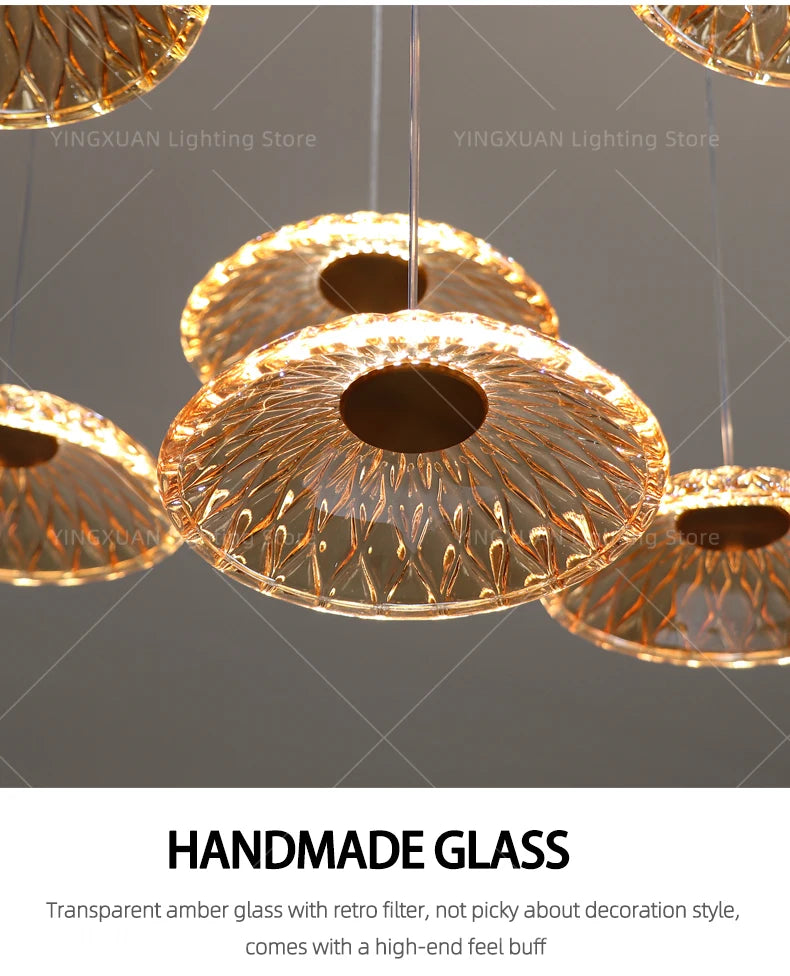 Modern Restaurant Pendant Lamp for Villa Dining Table Bar Kitchen Island Hanging Light for LED Glass Dining Room Chandelier
