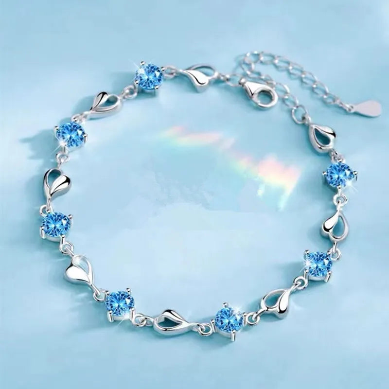 Fine 925 Sterling Silver Crystal Bracelets For Women Fashion Vintage Knot Adjustable Charm Bracelets Party Wedding Jewelry Gifts