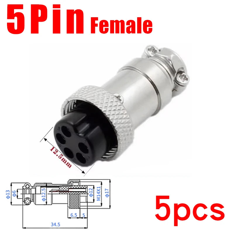 5pcs GX16 2/3/4/5/6/7/8/9/10Pin 16MM Male Female Circular Aviation Connector Plug Socket Screw Panel Mount Connector