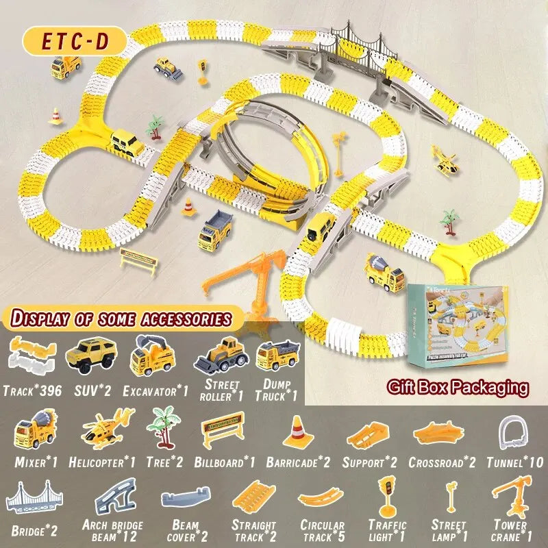 Kids Electric Track Toy Engineering Minin Car Set Puzzle Boy Toys Track Car Train Toys For Children Birthday Gifts