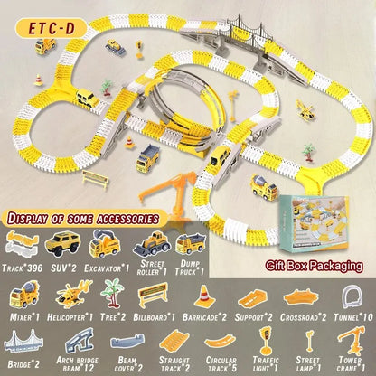 Kids Electric Track Toy Engineering Minin Car Set Puzzle Boy Toys Track Car Train Toys For Children Birthday Gifts