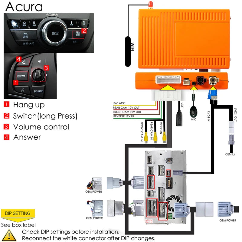 Car Ai Box Wireless Apple Carplay Android Auto For Acura YD3 MDX RDX TLX ILX RLX Honda Odyssey Original Screen Support Mirroring