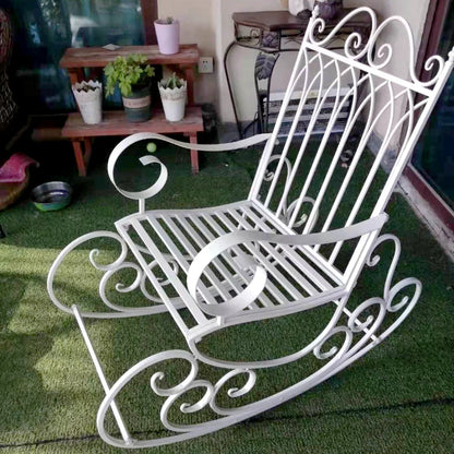 European style metal garden rocking chair, suitable for outdoor patio, yard and garden, comfortable armchair