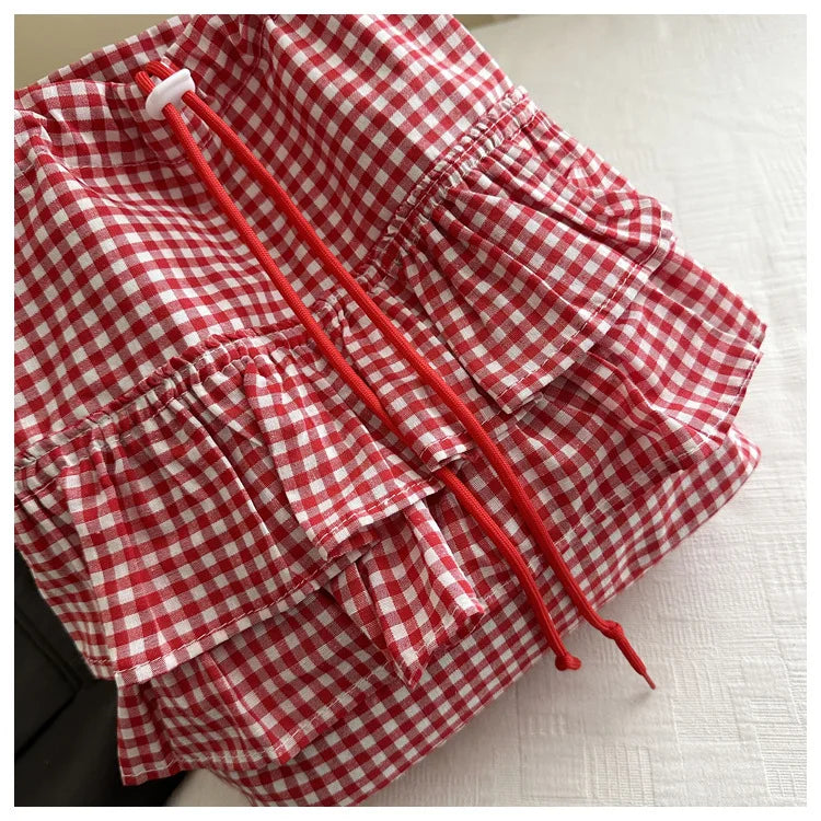 Cute Plaid Cotton Tote Bag Large Capaci Lace Trim Women's Summer 2026 Simple Lady Handbag Soft Shoulder Bags Bolsa Feminina