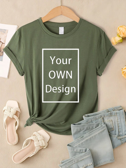 Summer Custom Womens T-Shirts DIY Logo/Graphic Tops Basic Multicolor T Shirt Loose O-Neck Short Sleeve Tees Casual Woman Clothes