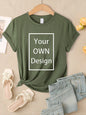 Summer Custom Womens T-Shirts DIY Logo/Graphic Tops Basic Multicolor T Shirt Loose O-Neck Short Sleeve Tees Casual Woman Clothes