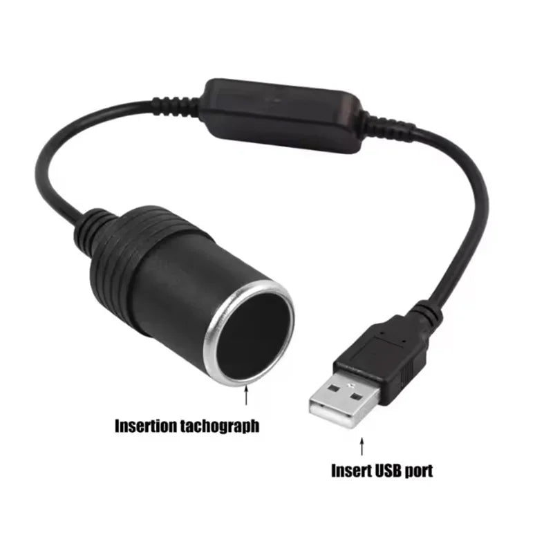 1pc 5V 2A USB To 12V Cigarette Lighter Socket USB Male to Female Cigarette Lighter Adapter Converter Car Electronics Accessories