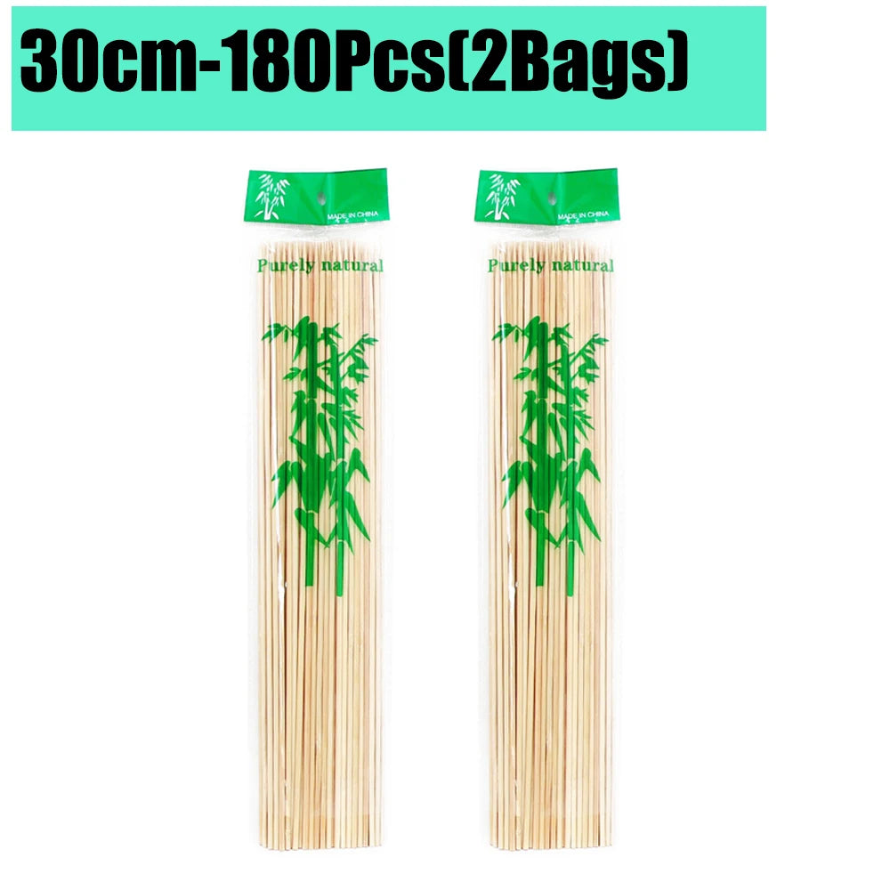 90-1350Pcs Bamboo Wooden BBQ Skewers Sticks Disposable 15/20/25/30cm for Grilling, Fruit, Kabob,BBQ, Barbecue, Camping, Outdoor