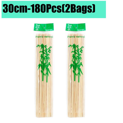 90-1350Pcs Bamboo Wooden BBQ Skewers Sticks Disposable 15/20/25/30cm for Grilling, Fruit, Kabob,BBQ, Barbecue, Camping, Outdoor