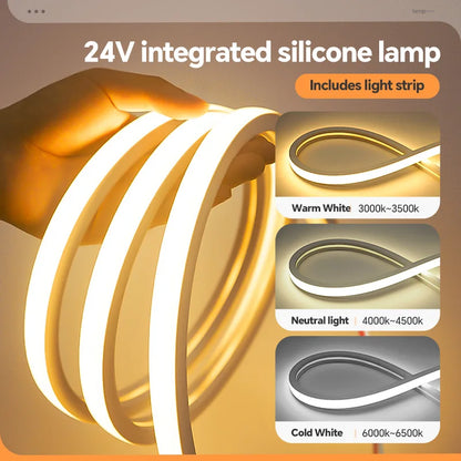 LED flexible silicone light strip embedded 24V waterproof tubing linear lamp concealed installation flexible soft light strip