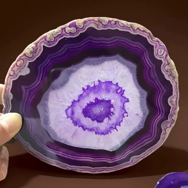 Natural Polished Agate Geode Slab Coaster Crystal Mineral Stone for Home Decor DIY Jewelry Pendant Healing Gift