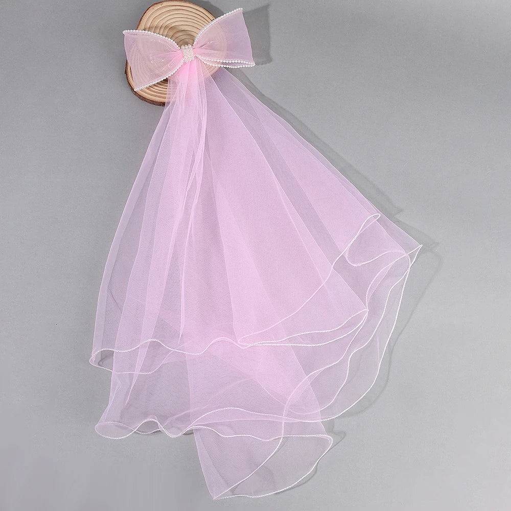 White Tulle Hair Clips For Girls Fairy Mesh Bow Large Hairpin Flower Barrette Summer Party Wedding Women Headdress Accessories