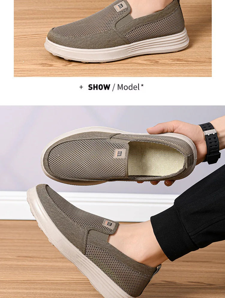 Summer Breathable Men's Mesh Shoes, One Foot Cloth Shoes, Anti Slip Soft Soled Casual Shoes