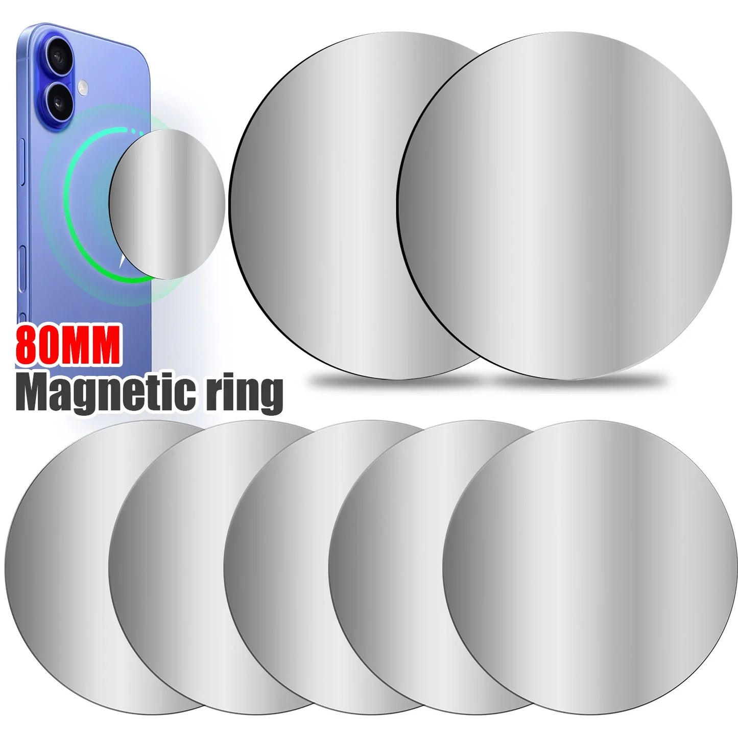 1-5PCS 8CM Magnetic Metal Plate Disk for Mobile Phone Tablet Universal Self Adhesive Iron Disk Patch Sticker for Magnetic Holder