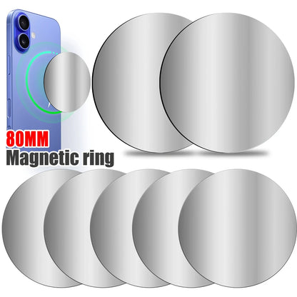 1-5PCS 8CM Magnetic Metal Plate Disk for Mobile Phone Tablet Universal Self Adhesive Iron Disk Patch Sticker for Magnetic Holder
