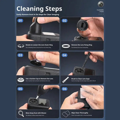 Replacement Kit for DJI Osmo 360 Accessories, Optical Glass with Aluminum Alloy Ring + Assembly & Disassembly Tool, Camera Lens