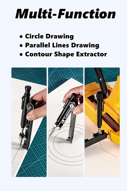 Multi-function Scribing Ruler Contour Gauge Scribe Compass Carpentry Graffiti Line Measuring Hand Tools Woodworking Construction