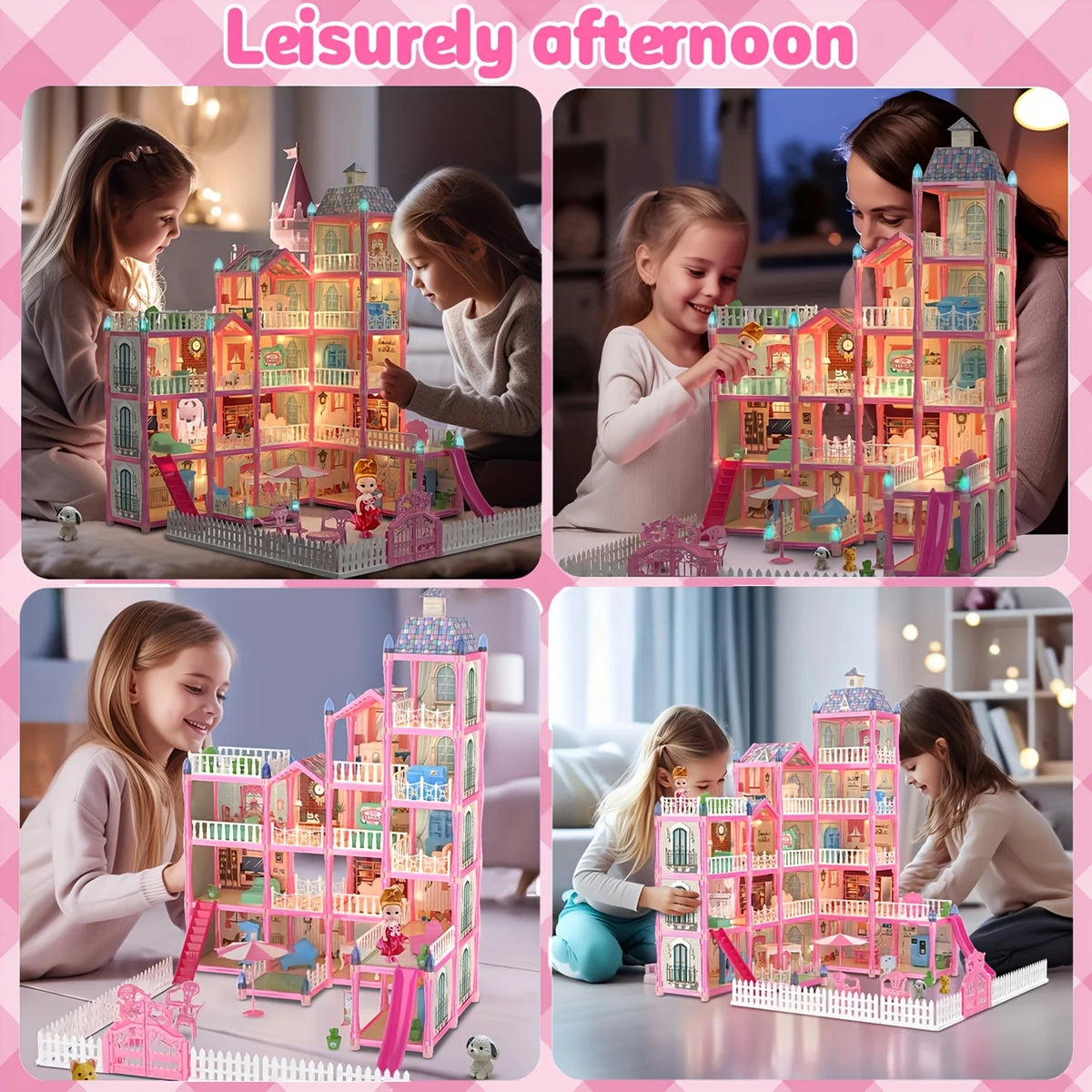 Girls Villa Castle Model Building Block Sets  DIY Bricks Toys  Doll house Villa Children Pretend Play Toys for Girls Gift