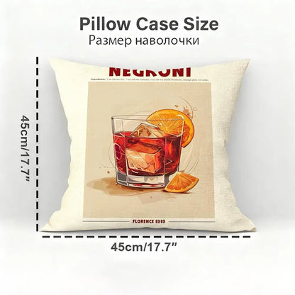 Negroni Cocktail Cushion Cover Soft Reversible & Durable Pillow Cover – Multi-Scene Use for Home & Car Daily Comfort