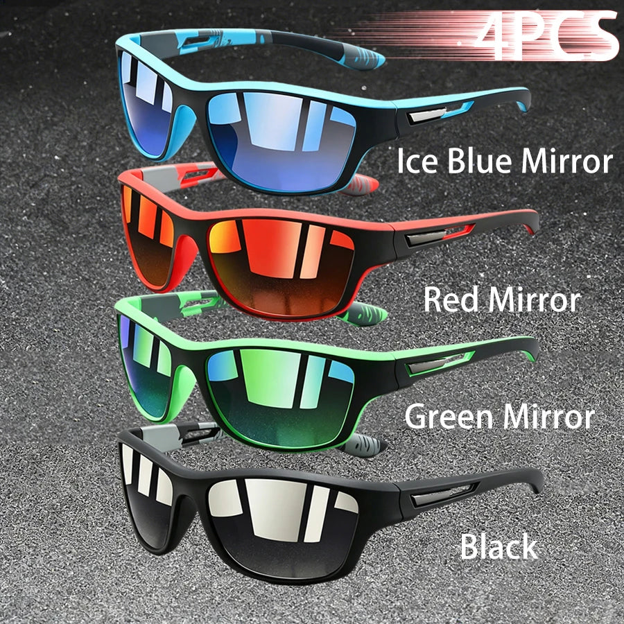 4PCS Fashion Vintage Pattern Cycling Sunglasses Men Women Running Cycling Mountaineering Sport Man Driving Fishing Sun Glasses