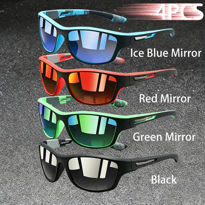 4PCS Fashion Vintage Pattern Cycling Sunglasses Men Women Running Cycling Mountaineering Sport Man Driving Fishing Sun Glasses
