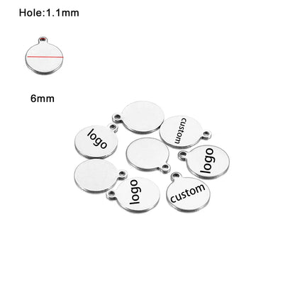 50-200pcs Custom Pendant Laser Engrave Name LOGO Stainless Steel Personalized Necklace Extend Chain Tail Tag Jewelry Charm
