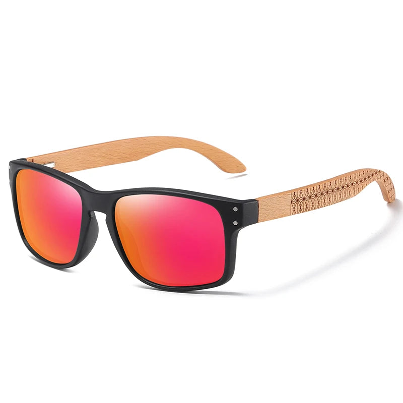 XSW Brand Design Beech Wood Handmade Sunglasses Men Polarized Eyewear Outdoor Driving Sun Glasses Reinforced Hinge 5527