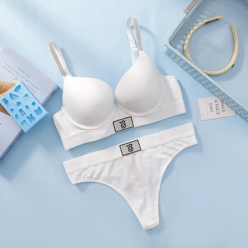Victoria s Secret Women Bra And Panties Set Lace Push Up Wireless Lingerie Comfortable Breathable Underwear Set