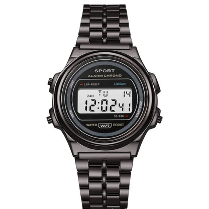 YIKAZE Steel Men's Watch Classic Business Men Digital Watches Alarm Chrono Electronic Wristwatch Sports Clock for Man Women