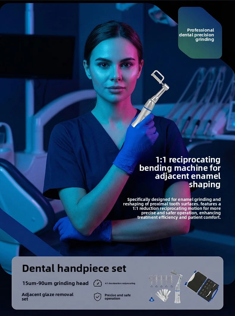 Dental 1∶1 Contra Angle Handpiece Orthodontic IPR System Interproximal Enamel Reduction Reciprocating Stripping Kit with Stri