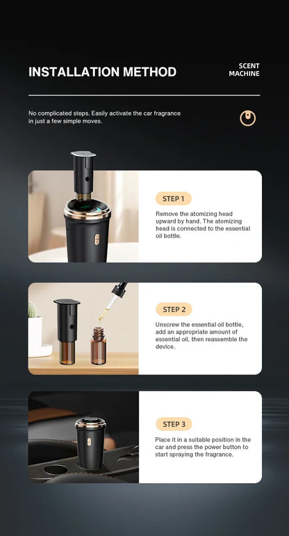 Namste 50m³ Car Air Freshener Perfume Aroma Diffuser No Water Essential Oils Aluminum Alloy Material Button Type-c Charge