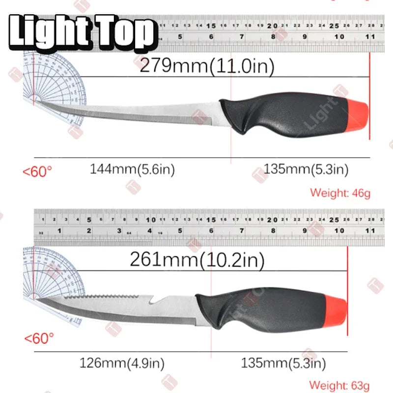 WXCOO Multifunctional Sharp Fish Boning Knife Chef with Cover Stainless Steel Fish Fillet Knife Fruit Slicing Utility Knife