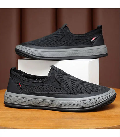 Mens Slip-On Breathable Mesh Casual Shoes Lightweight Soft Sole Versatile Loafers Walking Driving Summer Work Trendy Flat Shoes