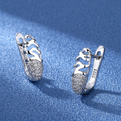 925 Sterling Silver Earrings Jewelry High Quality Retro Simple Pattern Purple White Zircon Earrings Hot Sale