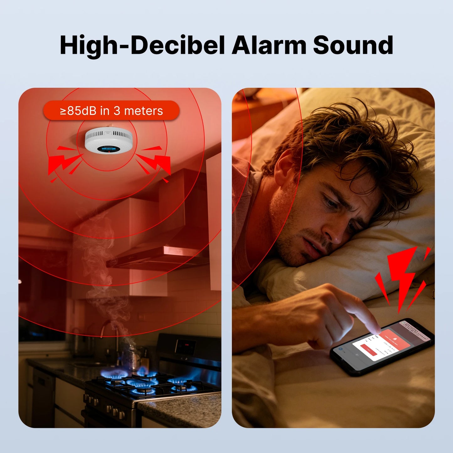 MOES Tuya ZigBee Smoke and Carbon Monoxide Detector 2-in-1 Smart CO Gas Alarm 85dB Siren Home Security App Remote Monitor Sensor