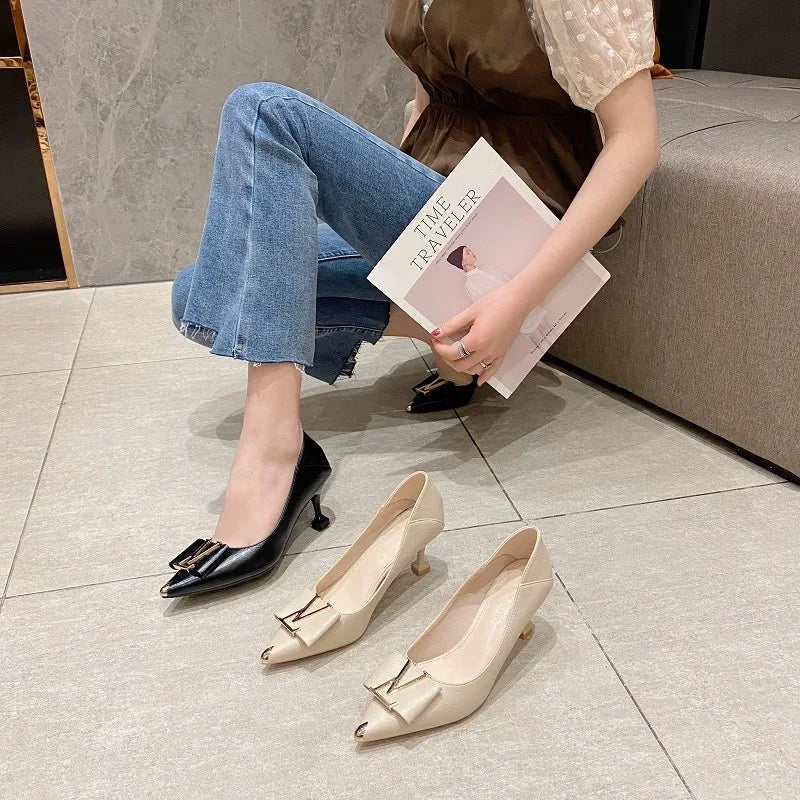 Summer New Pointed-Toe Stiletto Heels, Women's Medium Height Office Pumps, Elegant Work Dress Shoes for Commuting 2026