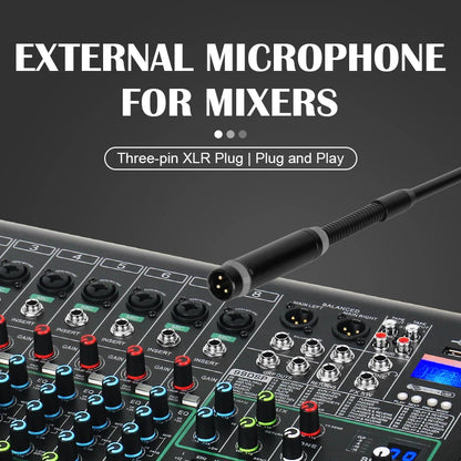 Professional Dynamic Gooseneck Microphone with XLR Connector, Metal DJ Mic, Adjustable Flexible Stand, No Battery Required, Micr