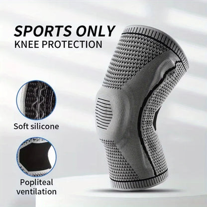 Non-Slip Knee Support Brace, Pad Stabilizers Comfort, Elastic Knee Braces, Fit Compression Sleeve for Arthritis Sports-Grey, M