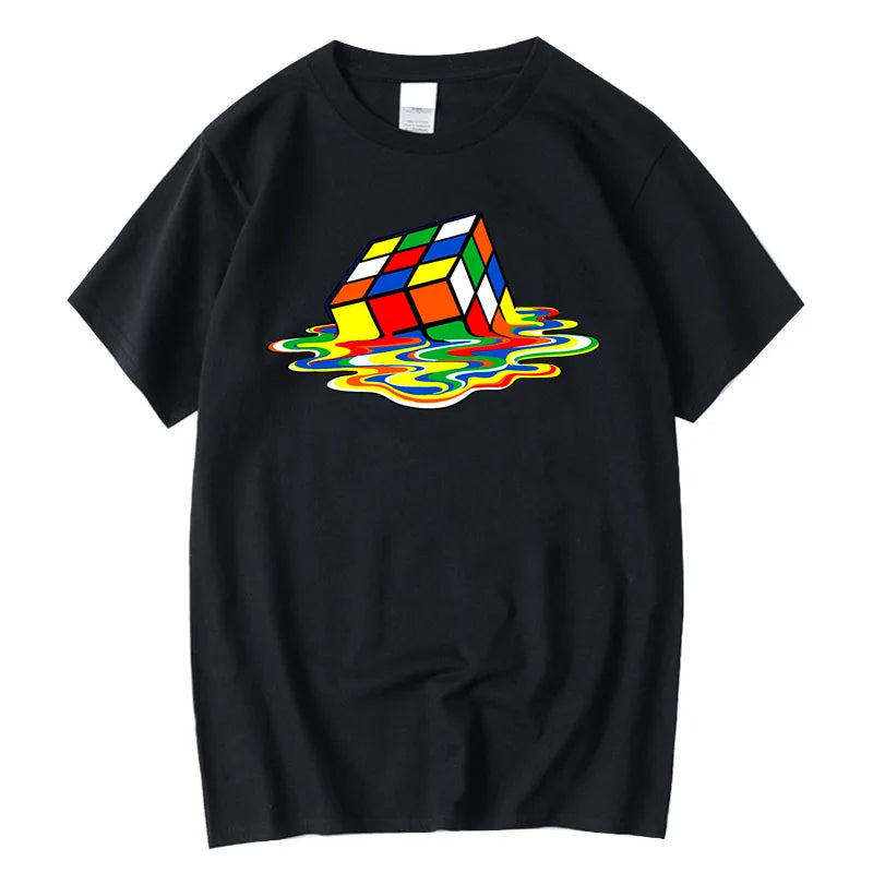 Summer Men's T-shirt High Quality Cotton Blend Magic Square Printing O-neck For Men Tees Casual Cool Hip Hop Short Sleeved Tops