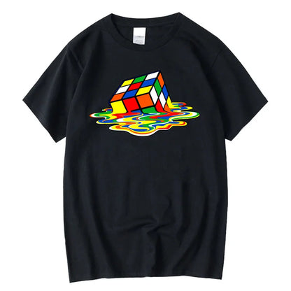 Summer Men's T-shirt High Quality Cotton Blend Magic Square Printing O-neck For Men Tees Casual Cool Hip Hop Short Sleeved Tops