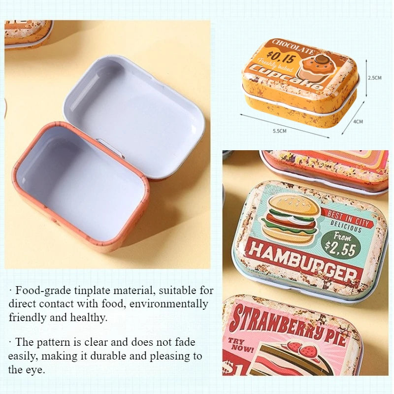 1/3/6PCS Flip Cover Tin Box Mini Rectangular Iron Box Decorative Box Portable Small Storage Cans Candy Pills PaperClip CuteStyle