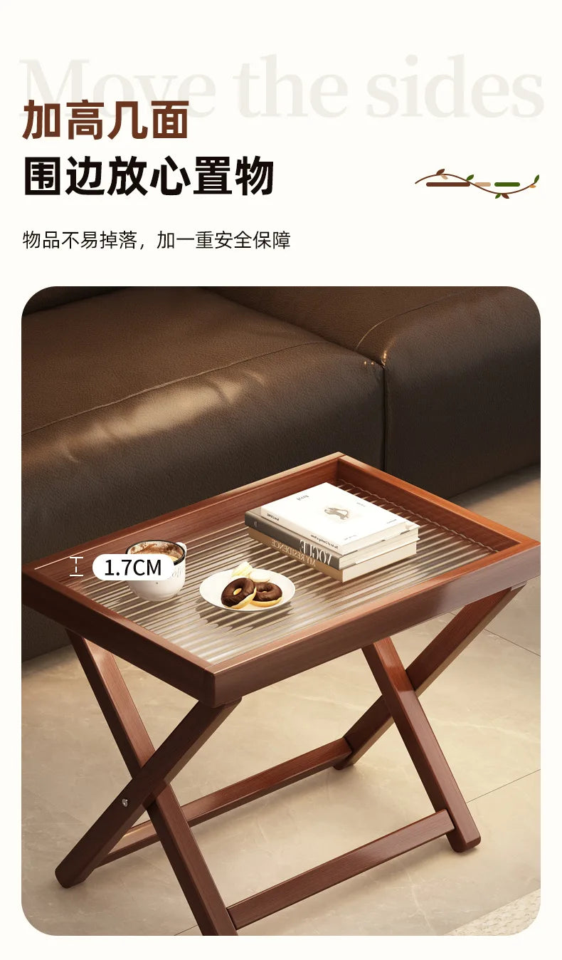Space-Saving Foldable End Table: Minimalist Corner & Couch Side Table with Shelf – Perfect for Living Room, Balcony or Bedside