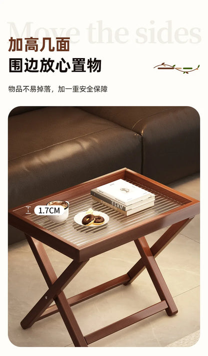 Space-Saving Foldable End Table: Minimalist Corner & Couch Side Table with Shelf – Perfect for Living Room, Balcony or Bedside