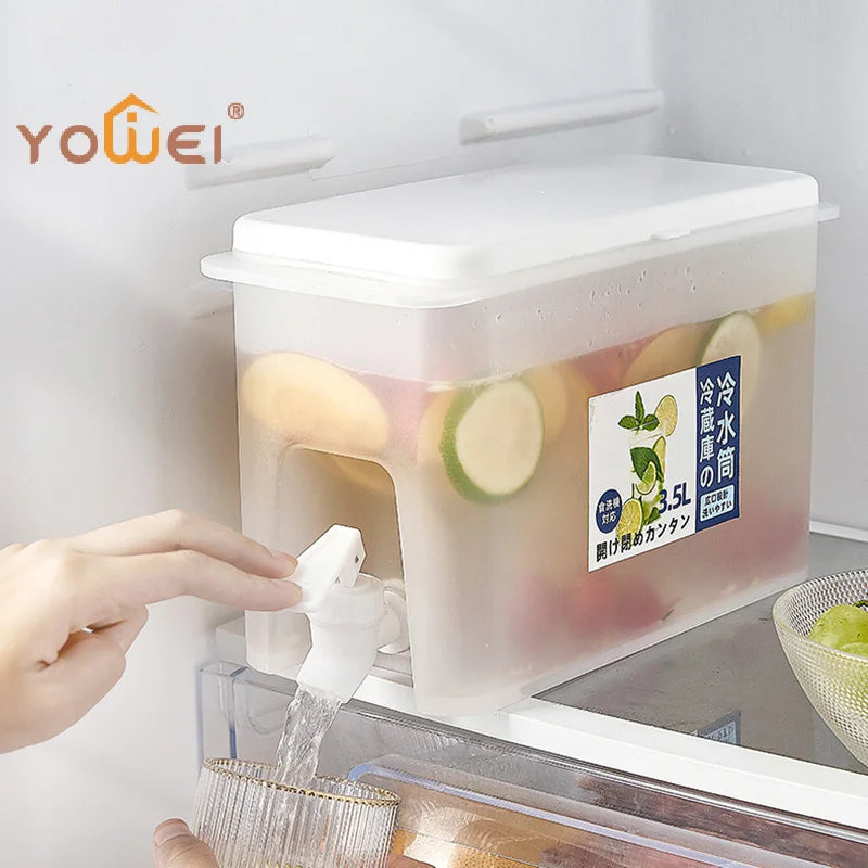 Water Kettle With Faucet Beverage Dispenser Cold Juice Lemonade Drinks Bucket Liquid Storage Tank Outdoor Fridge Organizers