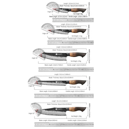 XINZUO 1-5PCS Damascus Steel Kitchen Knife 10Cr15CoMov Steel Core Chopping Vegetables And Fruits Household Kitchen Knife