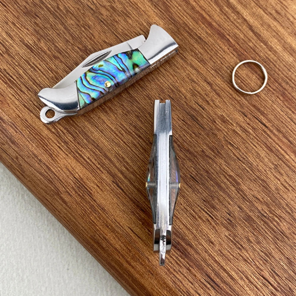 MINI Shell Brass Folding Knife Pocket Keychain Portable Resin Steel Knives Survival EDC Tool Cutter Peeler Hunting Gift