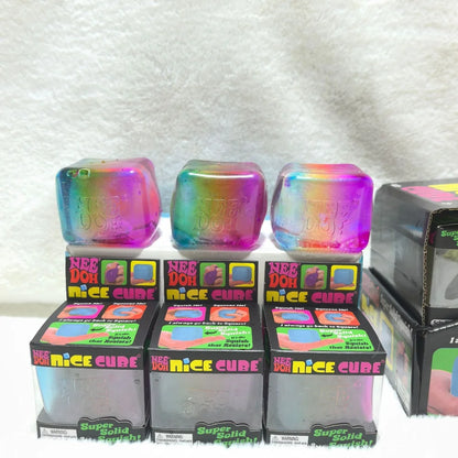 Schylling Nee Doh Rainbow Cube Soft Squishy Fidget Toy Fingertip Stress Relief Surprise Blind Box Sensory Relax Gift