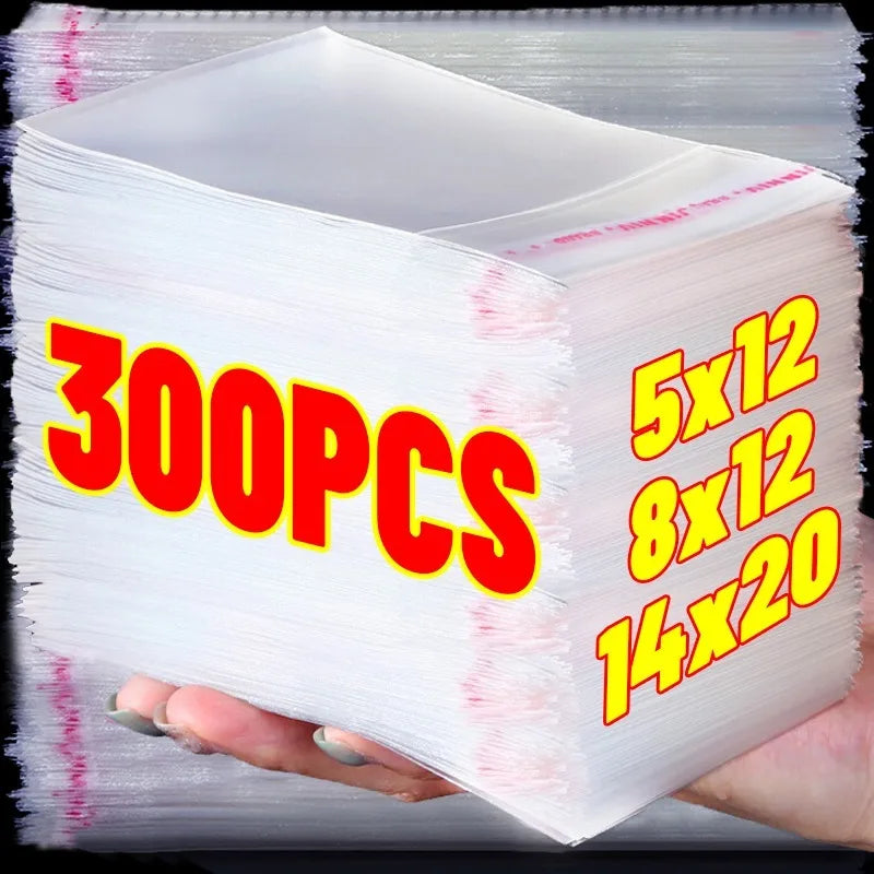 300/100pcs OPP Self Adhesive Plastic Bags Transparent Self Sealing Bag for Jewelry Cookie Candy Gifts Packaging Bags Pouches