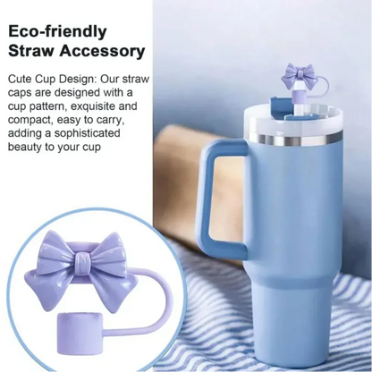 New Cute Bow Straw Cap Covers Silicone Straw Toppers Cap For Stanley Cups Accessories Straw Dust Cap For 10mm Diameter Straws